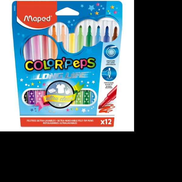 MARCADOR AGUA DELG. ESTUCHE C12PZAS COLOR PEPS MAPED